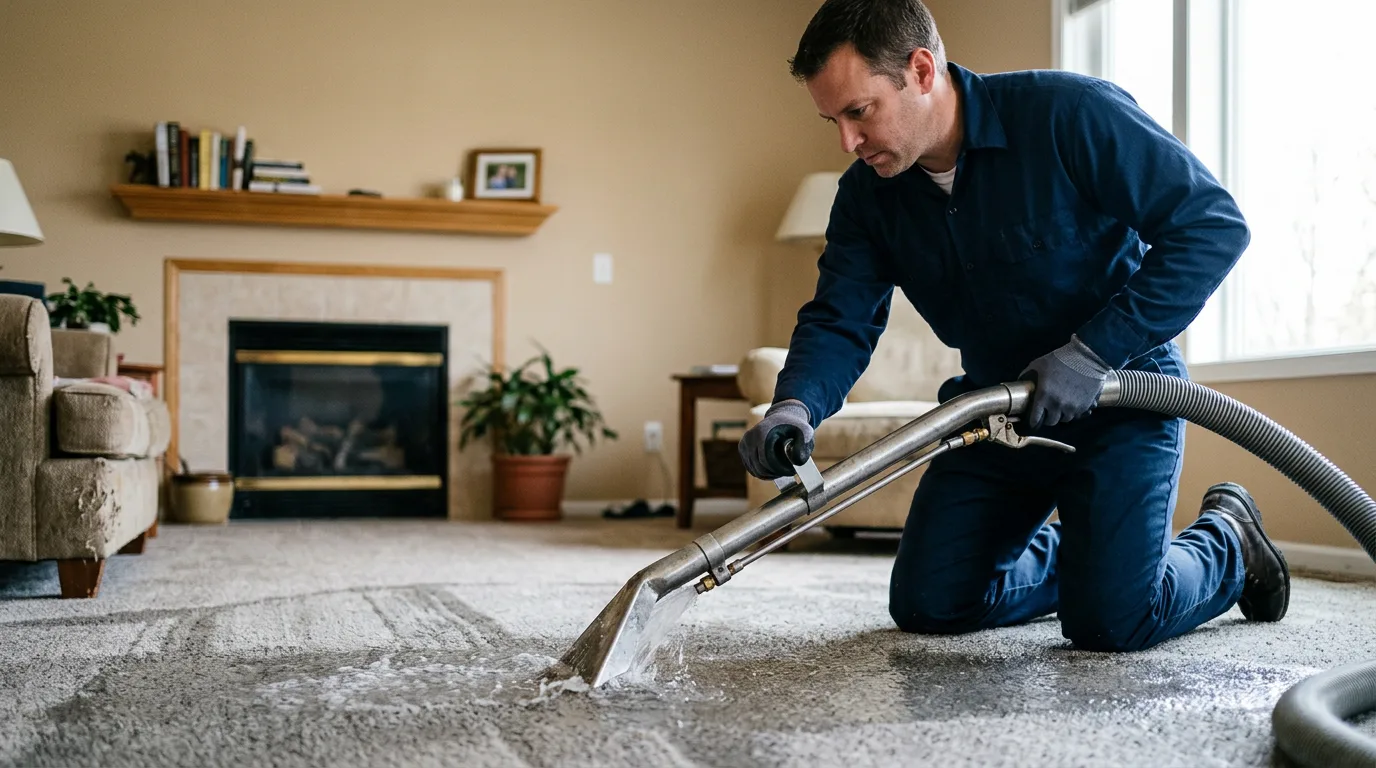 Water damage restoration technician working near Rising Sun, IN